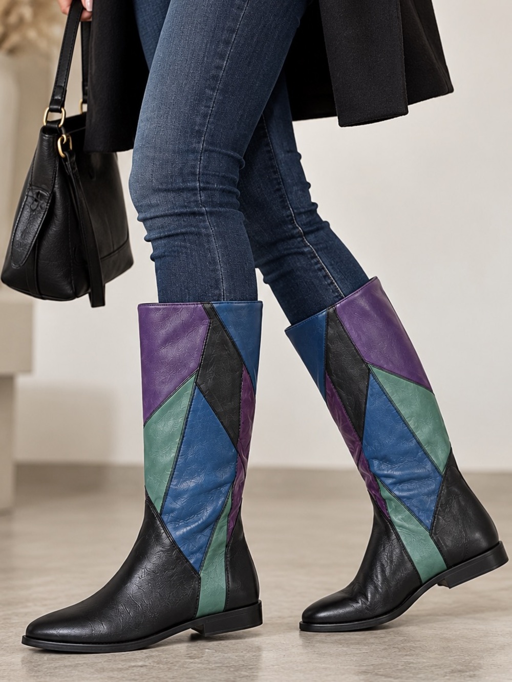 Made in Brazil Genuine Leather Patchwork Vintage Boots